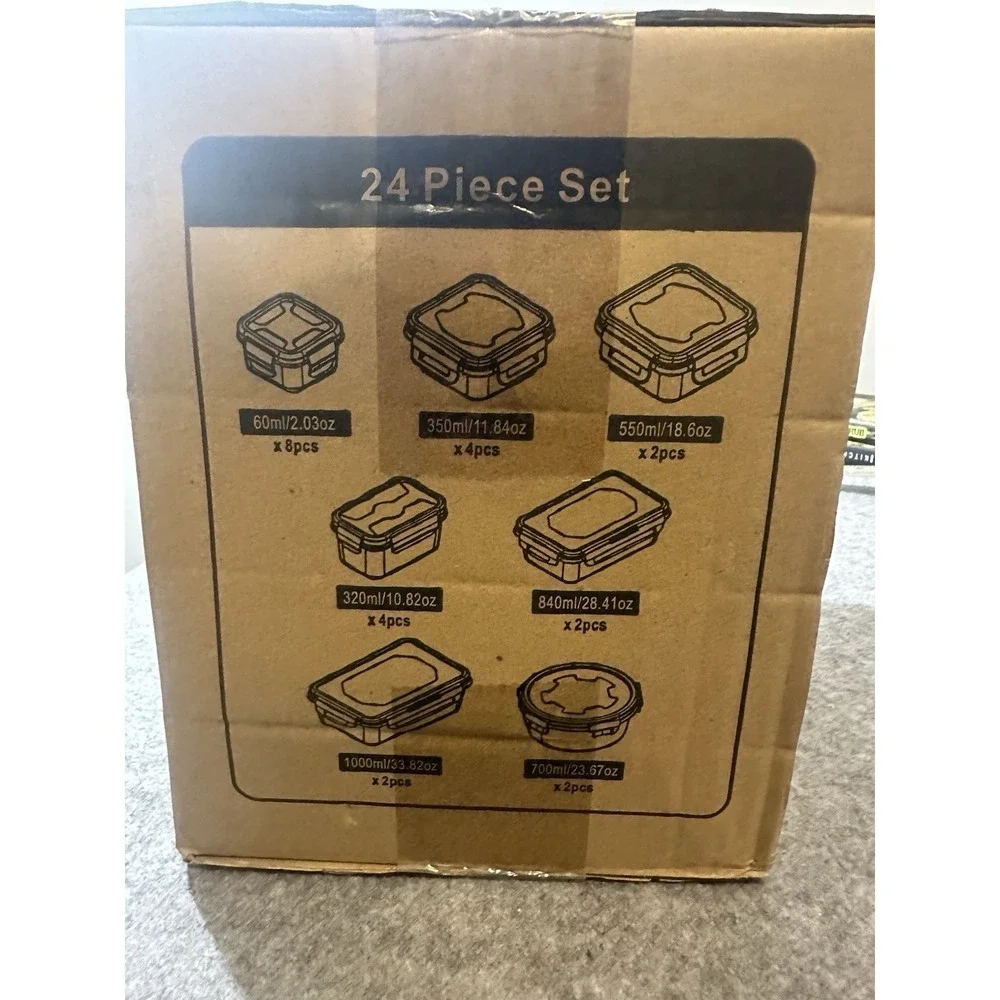 Stablo 24 Piece Airtight Leak Proof PP Food Storage Container Set, Clear NIB‎